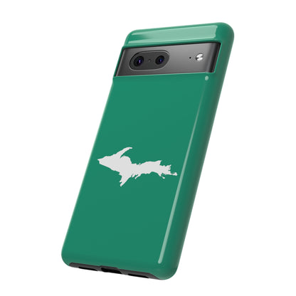 Michigan Upper Peninsula Tough Phone Case (Emerald Green w/ UP Outline) | Samsung & Pixel Android