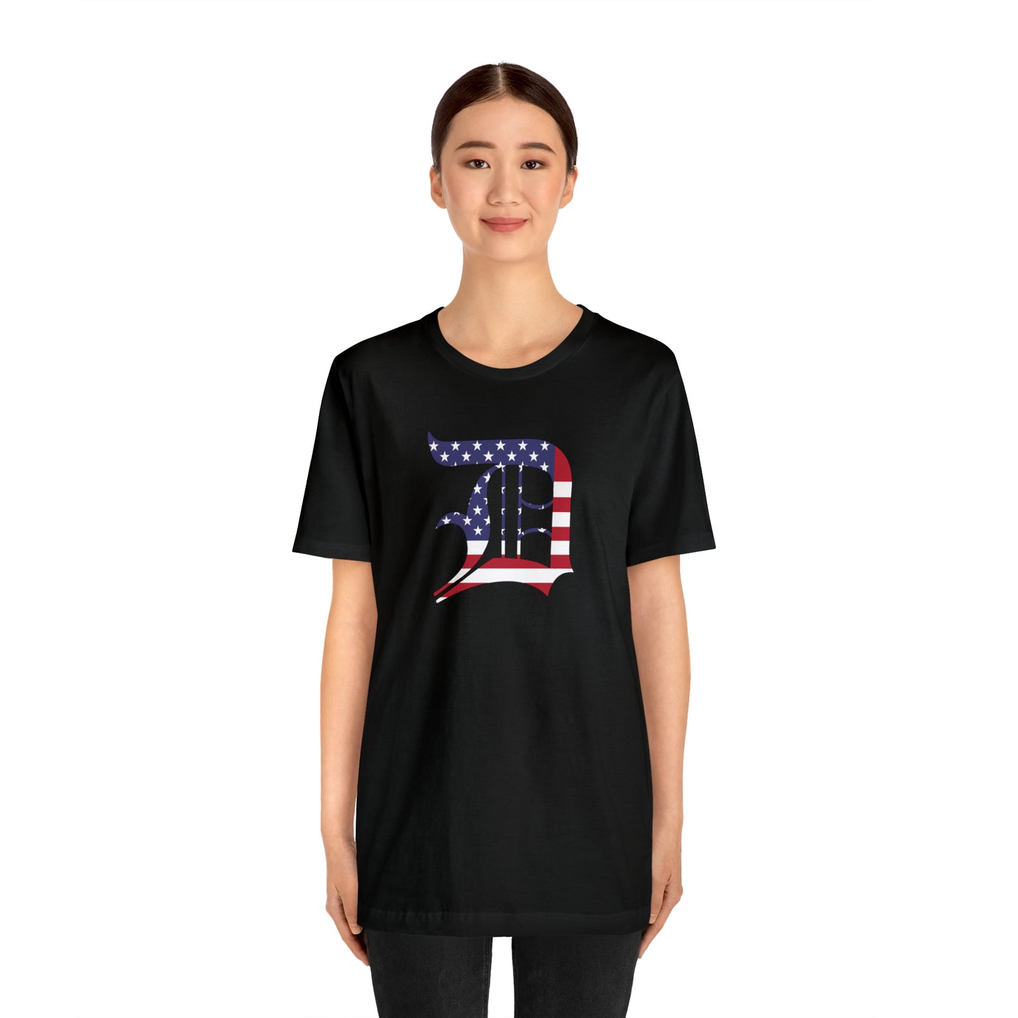 Detroit 'Old English D' T-Shirt (Patriotic Edition) | Unisex Standard