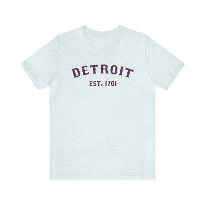 'Detroit EST. 1701' T-Shirt (Plum Ballpark Font) | Unisex Standard