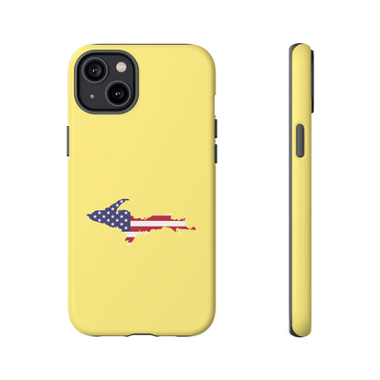 Michigan Upper Peninsula Tough Phone Case (Yellow Cherry Color w/ UP USA Outline) | Apple iPhone