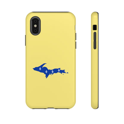 Michigan Upper Peninsula Tough Phone Case (Yellow Cherry Color w/ UP Quebec Flag Outline) | Apple iPhone