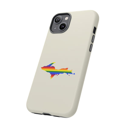 Michigan Upper Peninsula Tough Phone Case (Ivory Color w/ UP Pride Flag Outline) | Apple iPhone