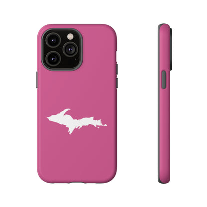 Michigan Upper Peninsula Tough Phone Case (Apple Blossom Pink w/ UP Outline) | Apple iPhone