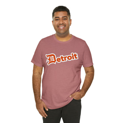 'Detroit' T-Shirt (Maple Leaf Orange w/ Old English 'D') | Unisex Standard