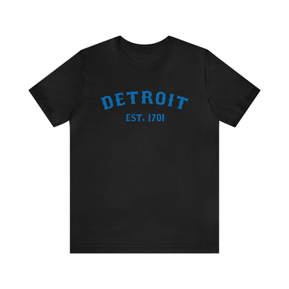 'Detroit EST. 1701' T-Shirt (Azure Ballpark Font) | Unisex Standard