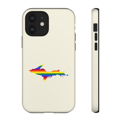 Michigan Upper Peninsula Tough Phone Case (Ivory Color w/ UP Pride Flag Outline) | Apple iPhone