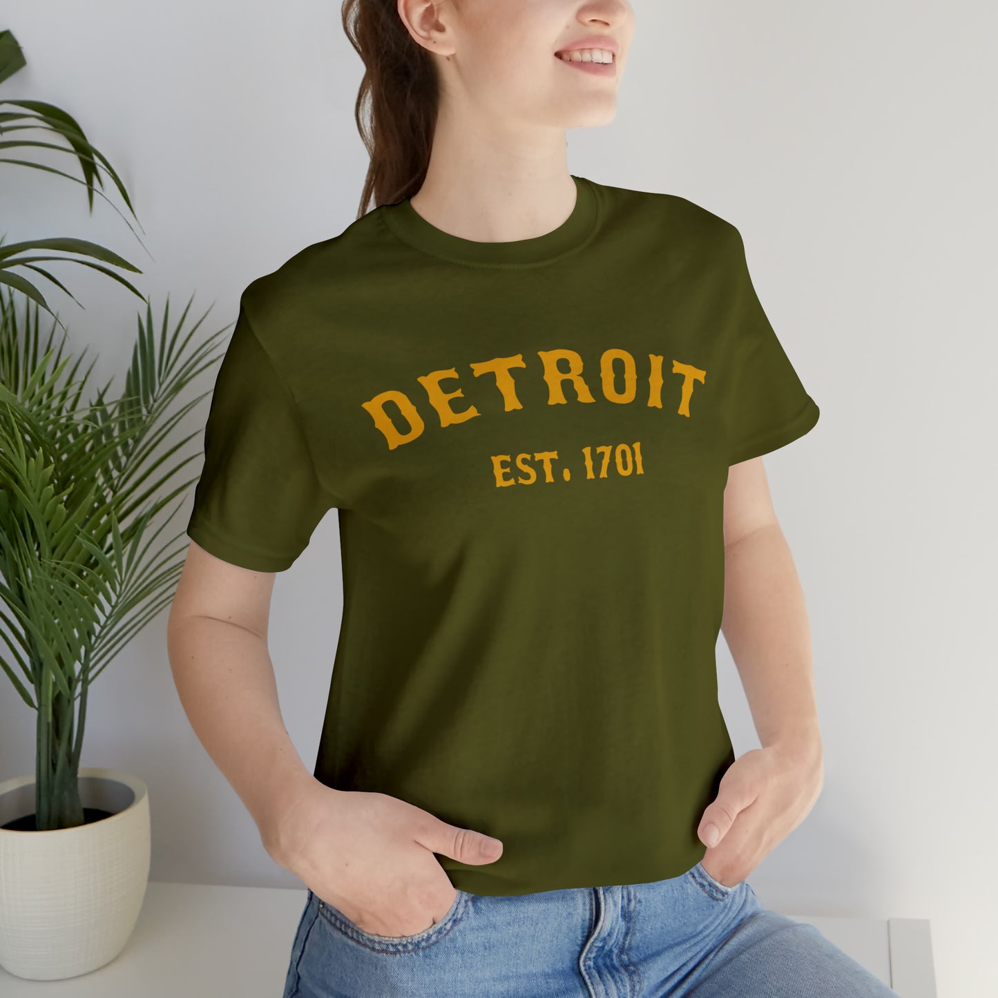 'Detroit EST. 1701' T-Shirt (Gold Ballpark Font) | Unisex Standard