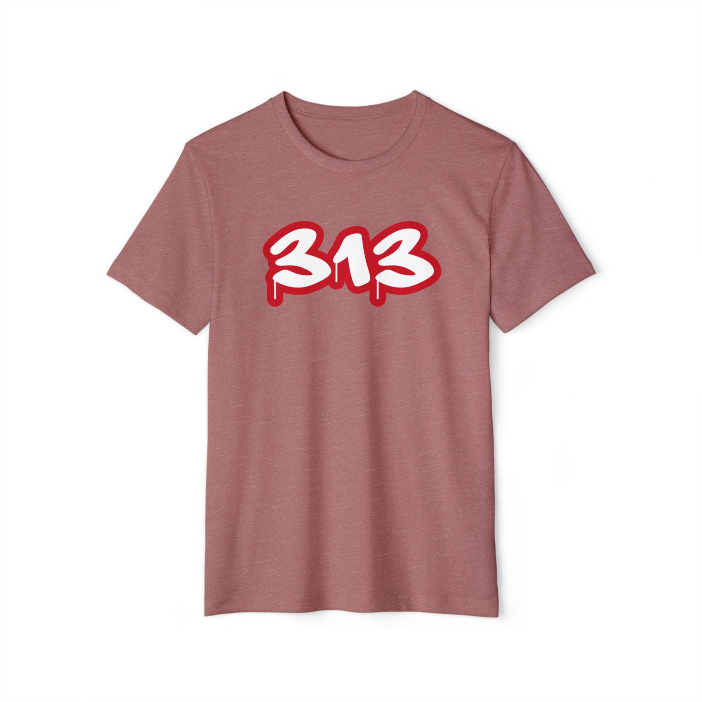 Detroit '313' T-Shirt (Aliform Red Tag Font) | Unisex Recycled Organic