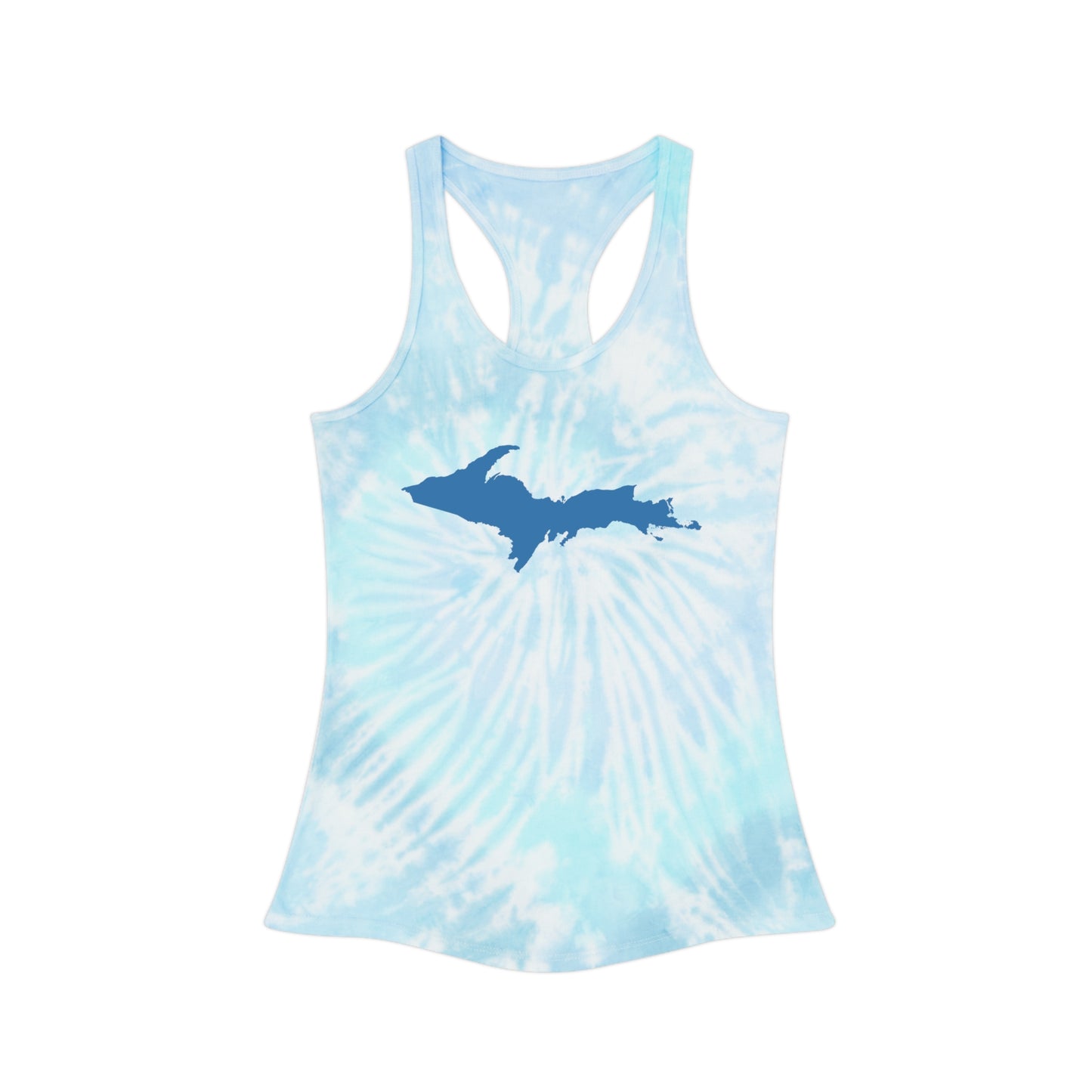 Michigan Upper Peninsula Tank Top (w/ Blue UP Outline) | Tie-Dye Racerback