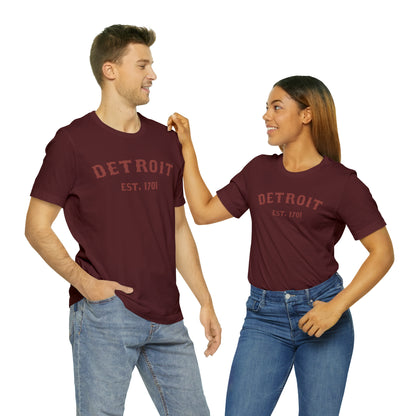 Detroit EST. 1701' T-Shirt (Ore Dock Red Ballpark Font) | Unisex Standard