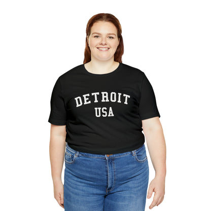 'Detroit USA' T-Shirt (Collegiate Font) | Unisex Standard