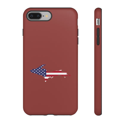 Michigan Upper Peninsula Tough Phone Case (Ore Dock Red w/ UP USA Flag Outline) | Apple iPhone