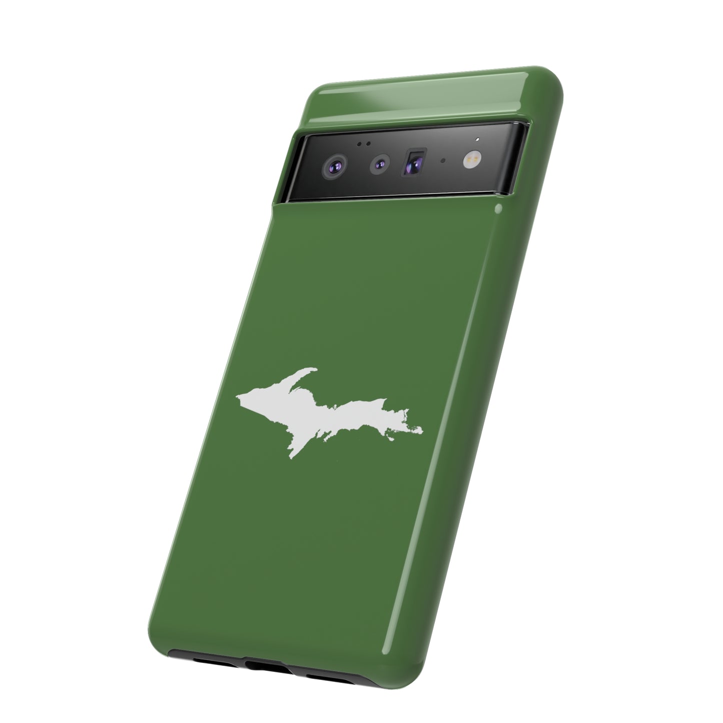 Michigan Upper Peninsula Tough Phone Case (Pine Green w/ UP Outline) | Samsung & Pixel Android