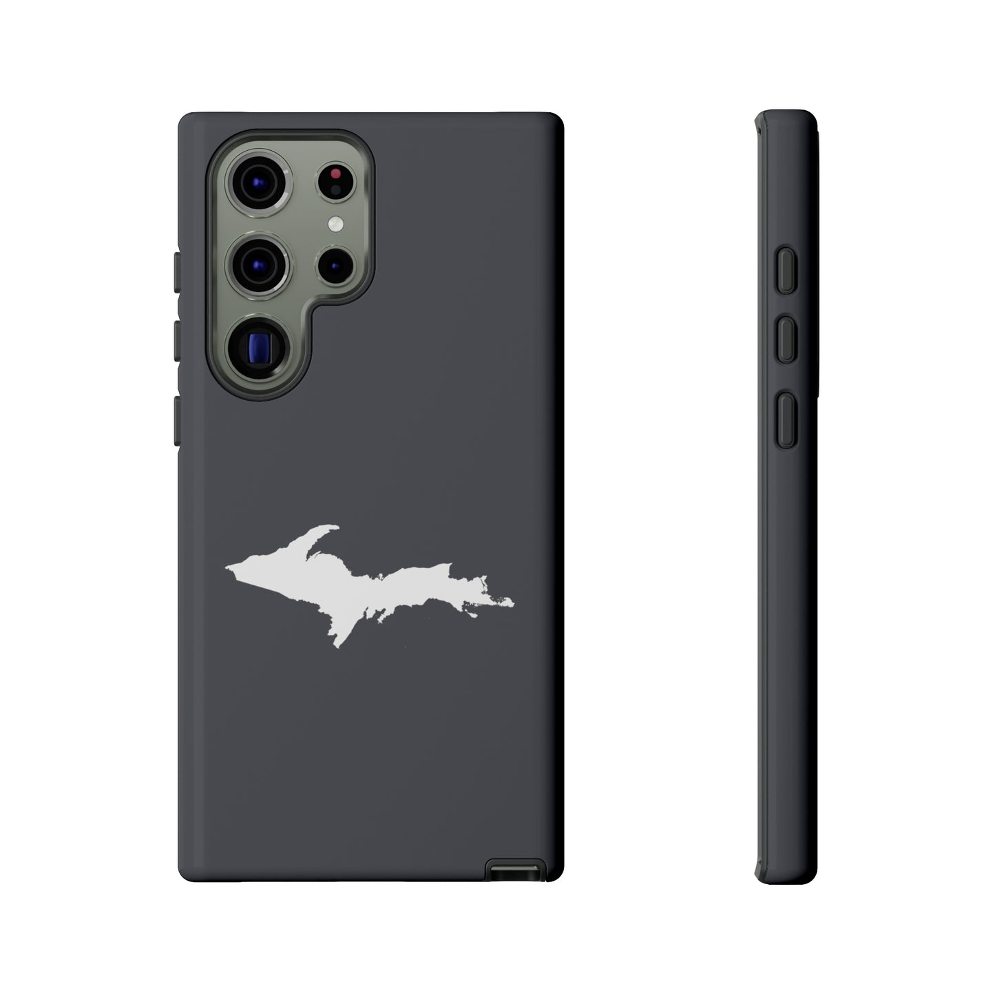 Michigan Upper Peninsula Tough Phone Case (Iron Ore Grey w/ UP Outline) | Samsung & Pixel Android