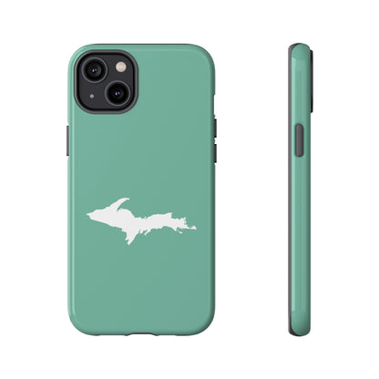 Michigan Upper Peninsula Tough Phone Case ('64 Metallic Mint Green w/ UP Outline) | Apple iPhone