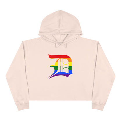 Detroit 'Old English D' Cropped Hoodie (Rainbow Pride Edition)