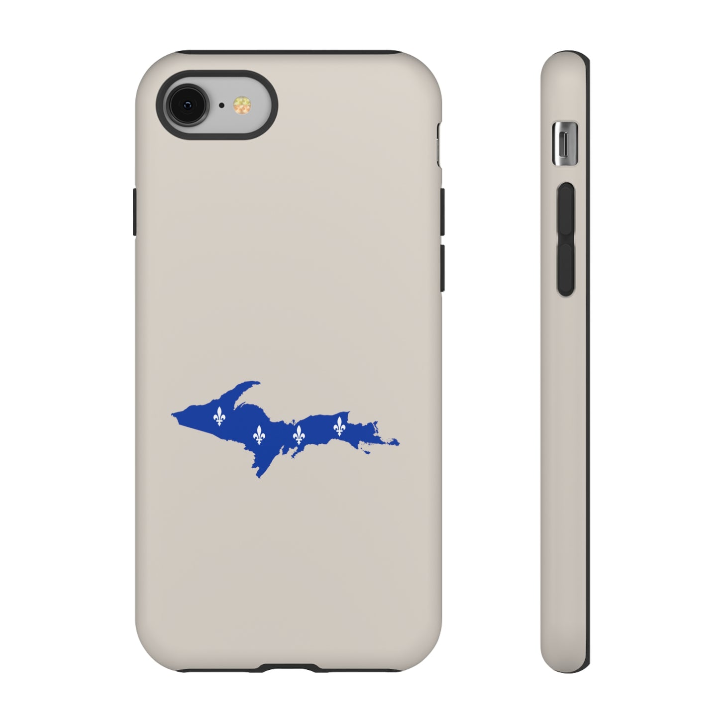 Michigan Upper Peninsula Tough Phone Case (Canvas Color w/ UP Quebec Flag Outline) | Apple iPhone