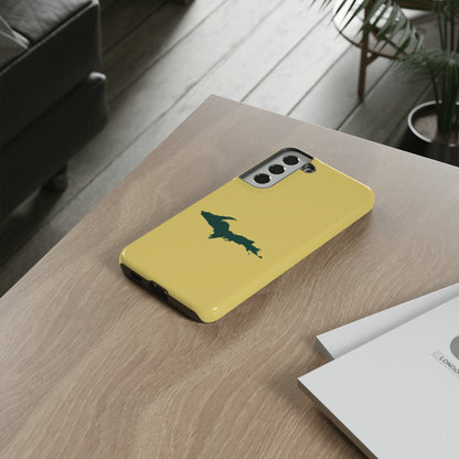 Michigan Upper Peninsula Tough Phone Case (Plum Yellow w/ Green UP Outline) | Samsung & Pixel Android