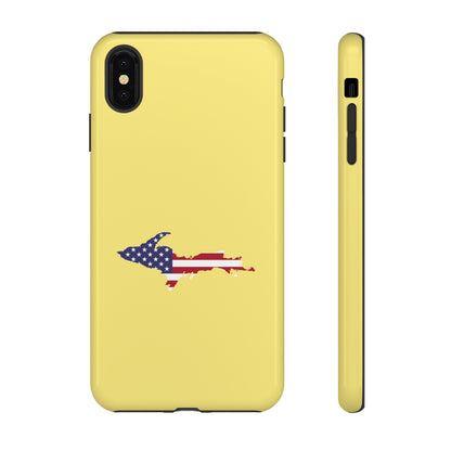 Michigan Upper Peninsula Tough Phone Case (Yellow Cherry Color w/ UP USA Outline) | Apple iPhone