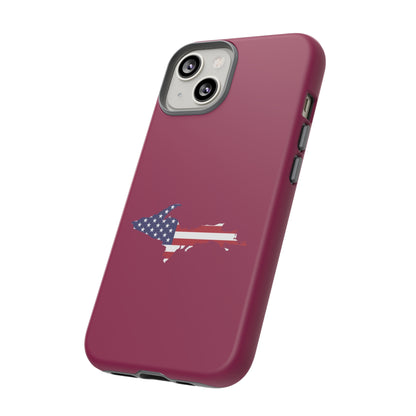 Michigan Upper Peninsula Tough Phone Case (Ruby Red w/ UP USA Flag Outline) | Apple iPhone