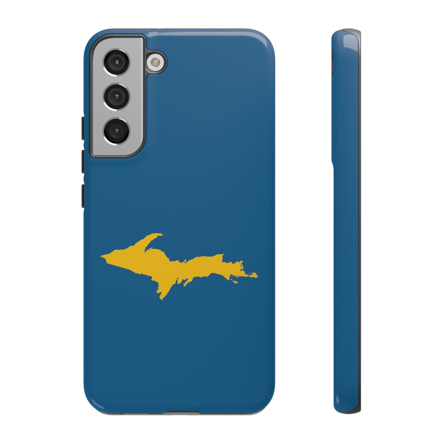 Michigan Upper Peninsula Tough Phone Case (Blueberry w/ Gold UP Outline) | Samsung & Pixel Android