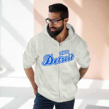 'Detroit EST 1701' Hoodie (Motor Town Blue Script Font) | Unisex Full Zip