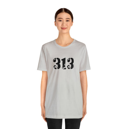 Detroit '313' T-Shirt (Distressed Stencil Font) | Unisex Standard Fit