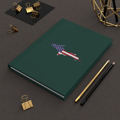 Michigan Upper Peninsula Hardcover Journal (w/ UP USA Flag) | Ruled - Laconic Green