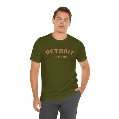 'Detroit EST. 1701' T-Shirt (Copper Ballpark Font) | Unisex Standard