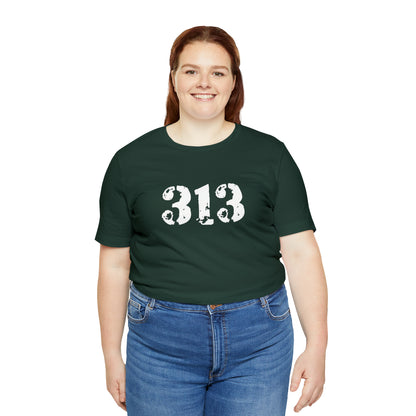 Detroit '313' T-Shirt (Distressed Stencil Font) | Unisex Standard Fit