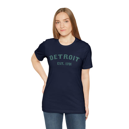 'Detroit EST. 1701' T-Shirt (Copper Green Ballpark Font) | Unisex Standard