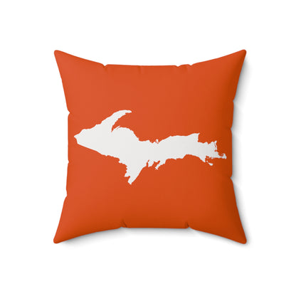 Michigan Upper Peninsula Accent Pillow (w/ UP Outline) | Maple Leaf Orange