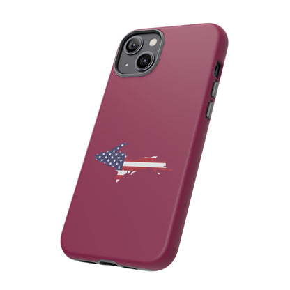 Michigan Upper Peninsula Tough Phone Case (Ruby Red w/ UP USA Flag Outline) | Apple iPhone