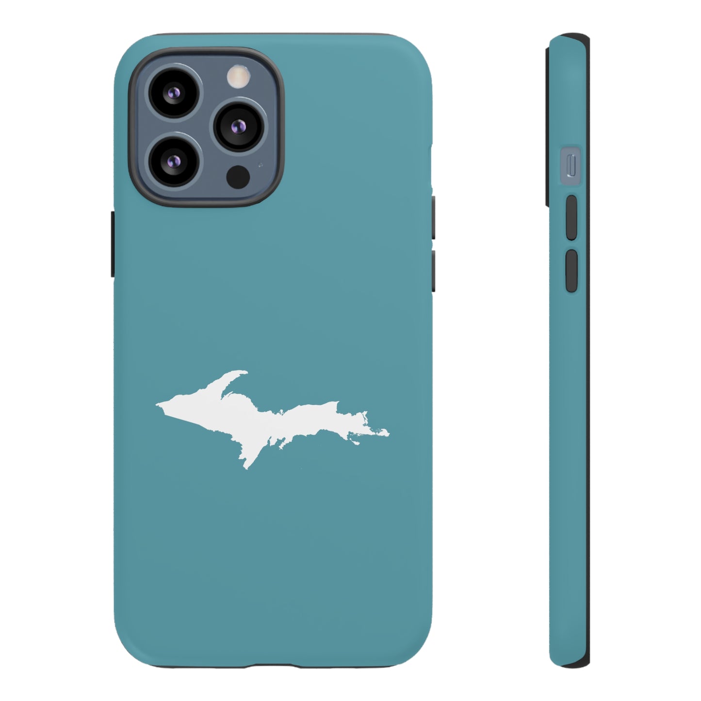 Michigan Upper Peninsula Tough Phone Case (Lake Huron Blue w/ UP Outline) | Apple iPhone