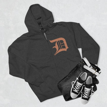 Detroit 'Old English D' Hoodie (Copper Color) | Unisex Full Zip