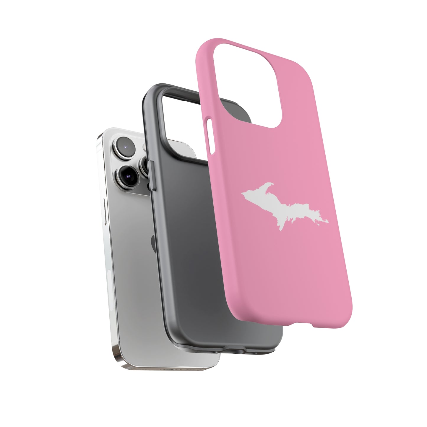 Michigan Upper Peninsula Tough Phone Case ('67 Caddie Pink w/ UP Outline) | Apple iPhone