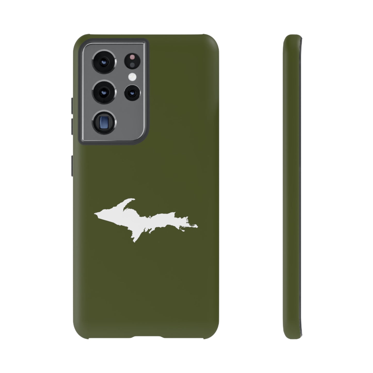 Michigan Upper Peninsula Tough Phone Case (Army Green w/ UP Outline) | Samsung & Pixel Android