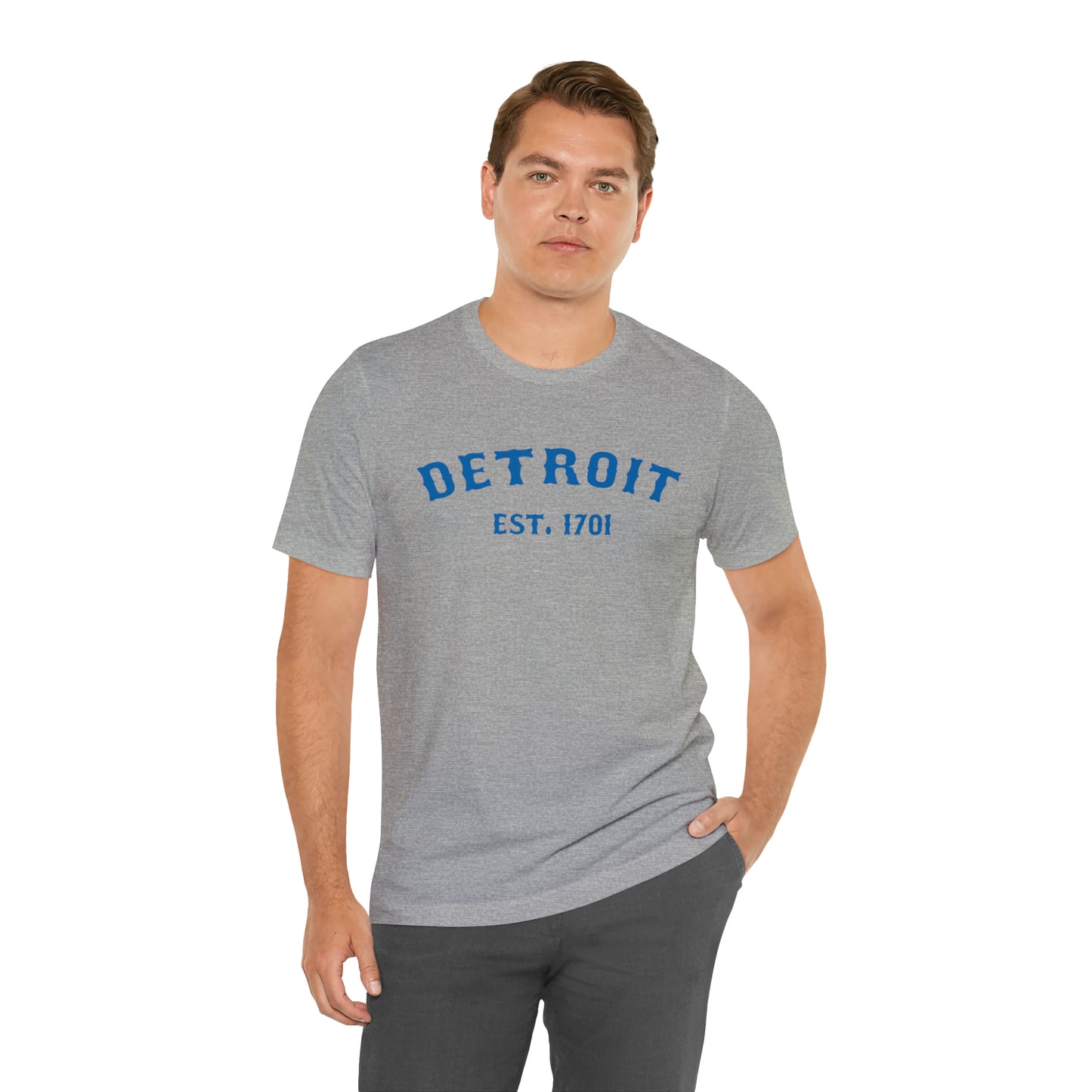 'Detroit EST. 1701' T-Shirt (Azure Ballpark Font) | Unisex Standard