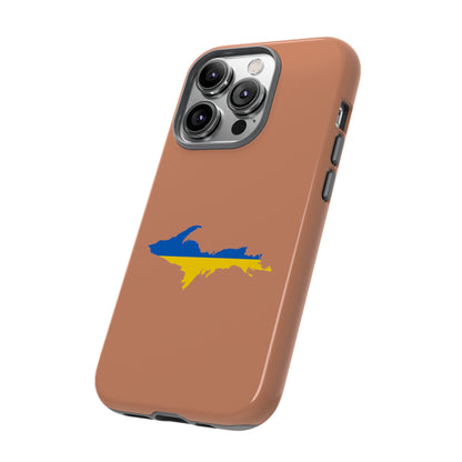 Michigan Upper Peninsula Tough Phone Case (Copper Color w/ UP Ukraine Flag Outline) | Apple iPhone