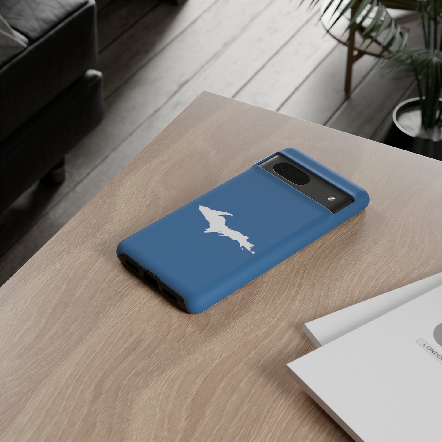 Michigan Upper Peninsula Tough Phone Case (Lake Superior Blue w/ UP Outline) | Samsung & Pixel Android