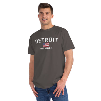 'Detroit Michigan' T-Shirt (w/ USA Flag) | Organic Unisex