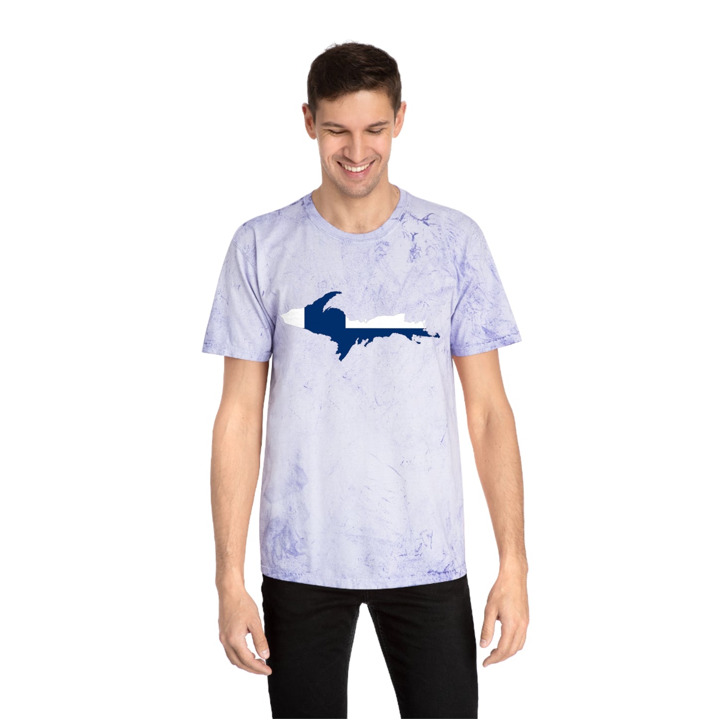 Michigan Upper Peninsula T-Shirt (w/ UP Finland Flag Outline) | Unisex Color Blast