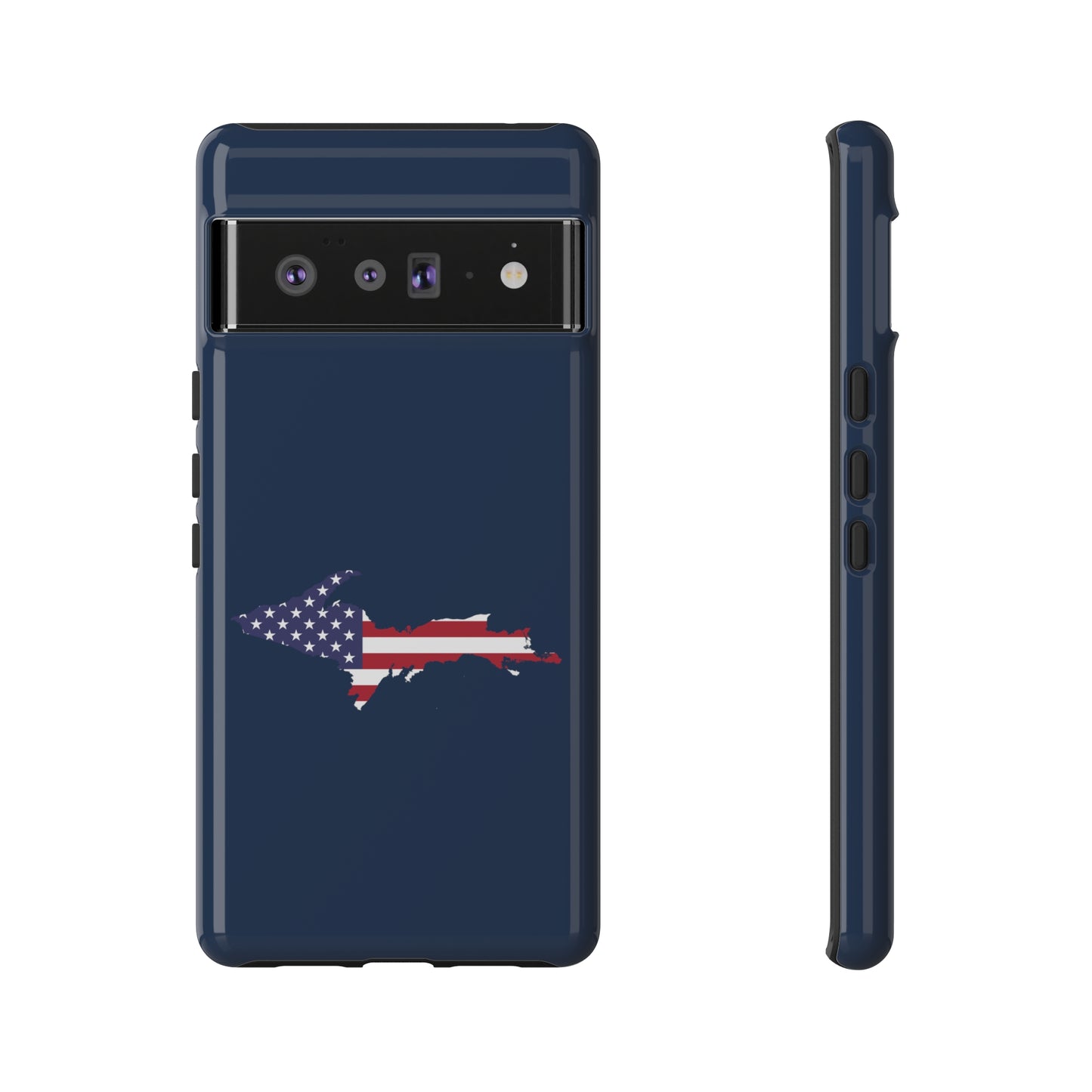 Michigan Upper Peninsula Tough Phone Case (Navy w/ UP USA Flag Outline) | Samsung & Pixel Android