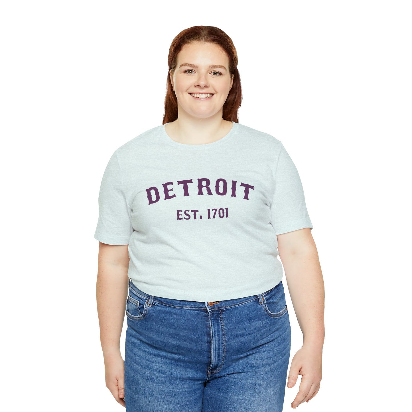 'Detroit EST. 1701' T-Shirt (Plum Ballpark Font) | Unisex Standard