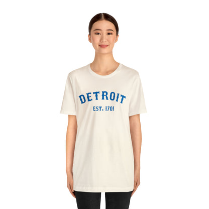 'Detroit EST. 1701' T-Shirt (Azure Ballpark Font) | Unisex Standard