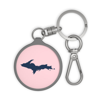 Michigan Upper Peninsula Keyring (w/ Navy UP Outline) | Pale Pink