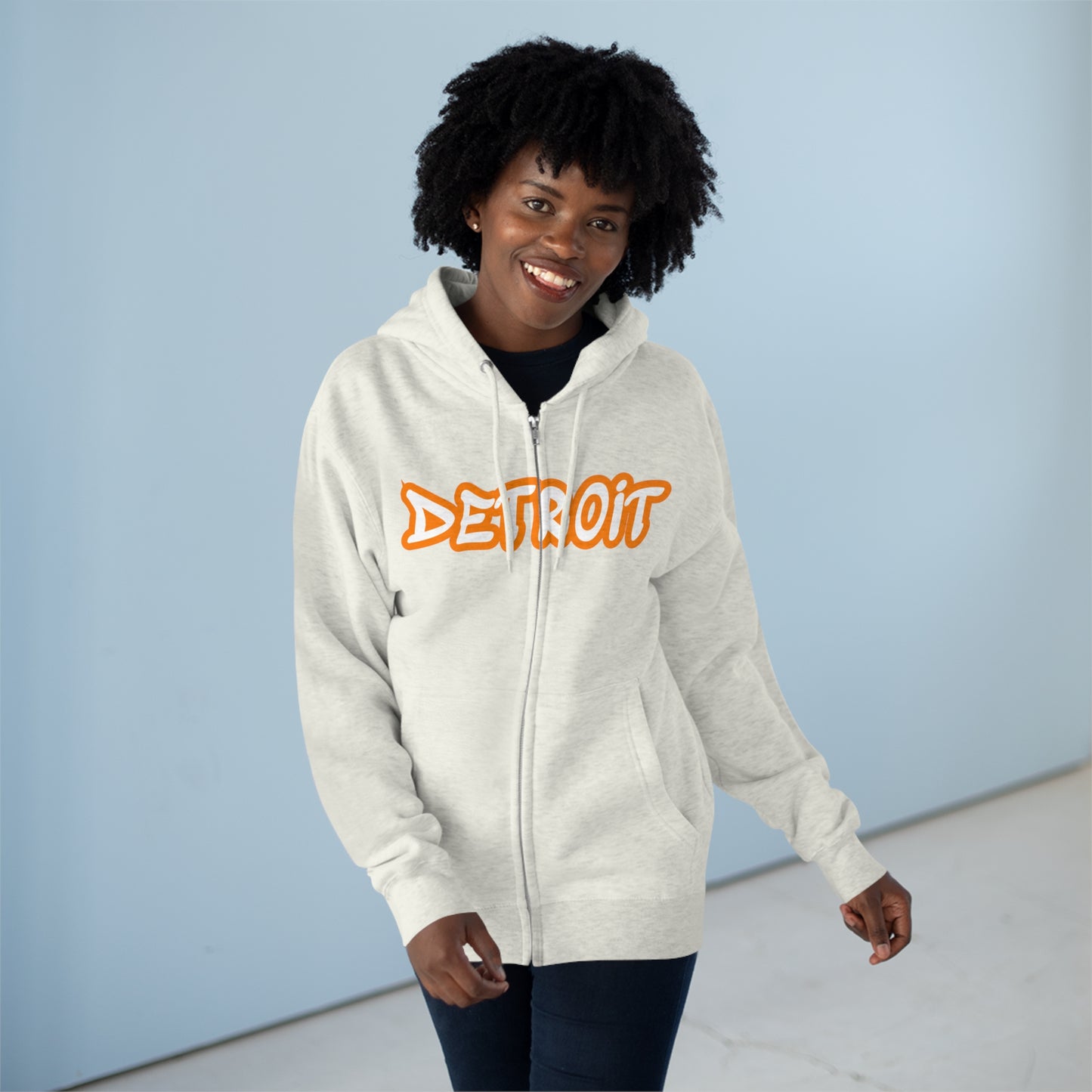 'Detroit' Hoodie (Orange Tag Font) | Unisex Full Zip