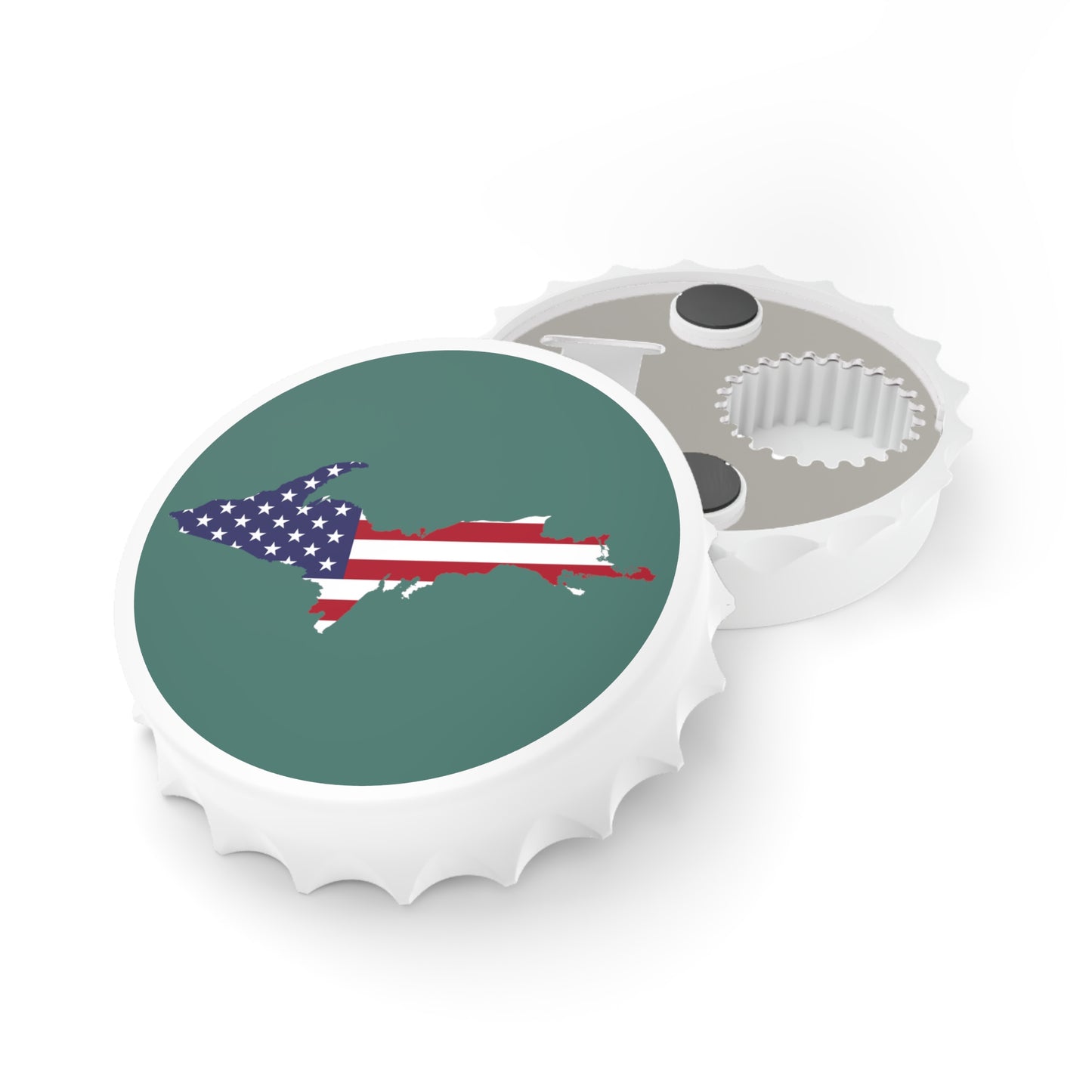 Michigan Upper Peninsula Bottle Opener (w/ UP USA Flag ) | Copper Green