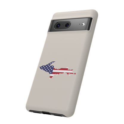 Michigan Upper Peninsula Tough Phone Case (Canvas Color w/ UP USA Flag Outline) | Samsung & Pixel Android