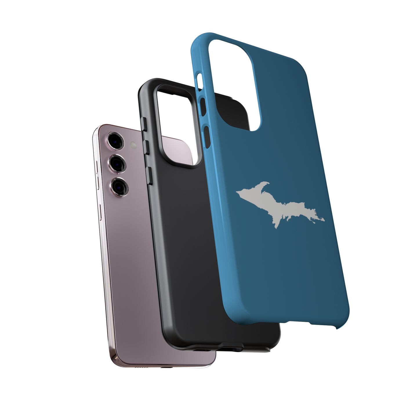 Michigan Upper Peninsula Tough Phone Case (Lake Michigan Blue w/ UP Outline) | Samsung & Pixel Android